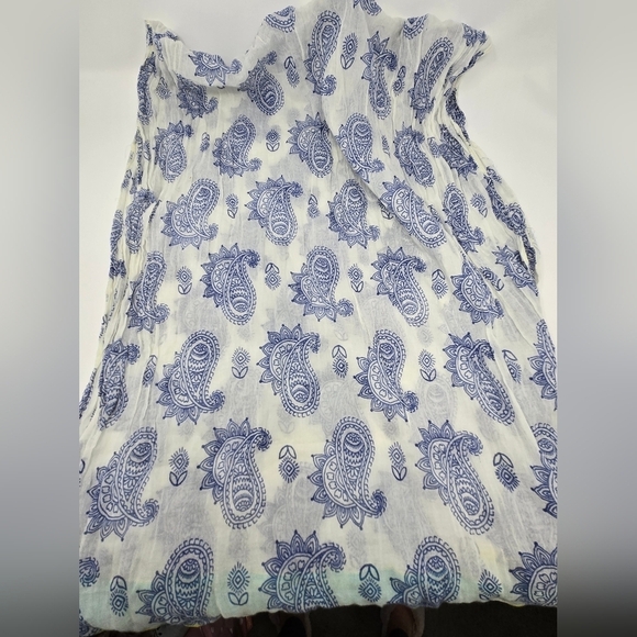 NWT OLD NAVY COTTON LIGHTWEIGHT SCARF WRAP BLUE PAISLEY TEAL YELLOW WOMEN OS - Picture 12 of 12